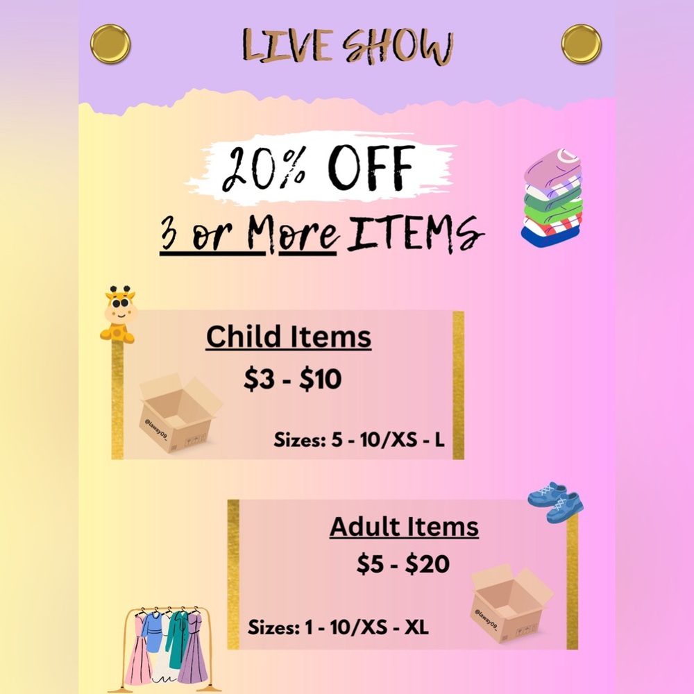 AUGUST 27th - LIVE SHOW!!! ✨ Children (5 - 10) & Women (XS, S, M, L, XL) 😱